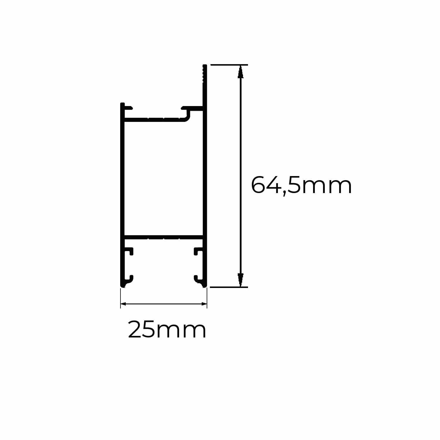 SU245 Perfil de Alumínio Montante Lateral para Porta da Linha
