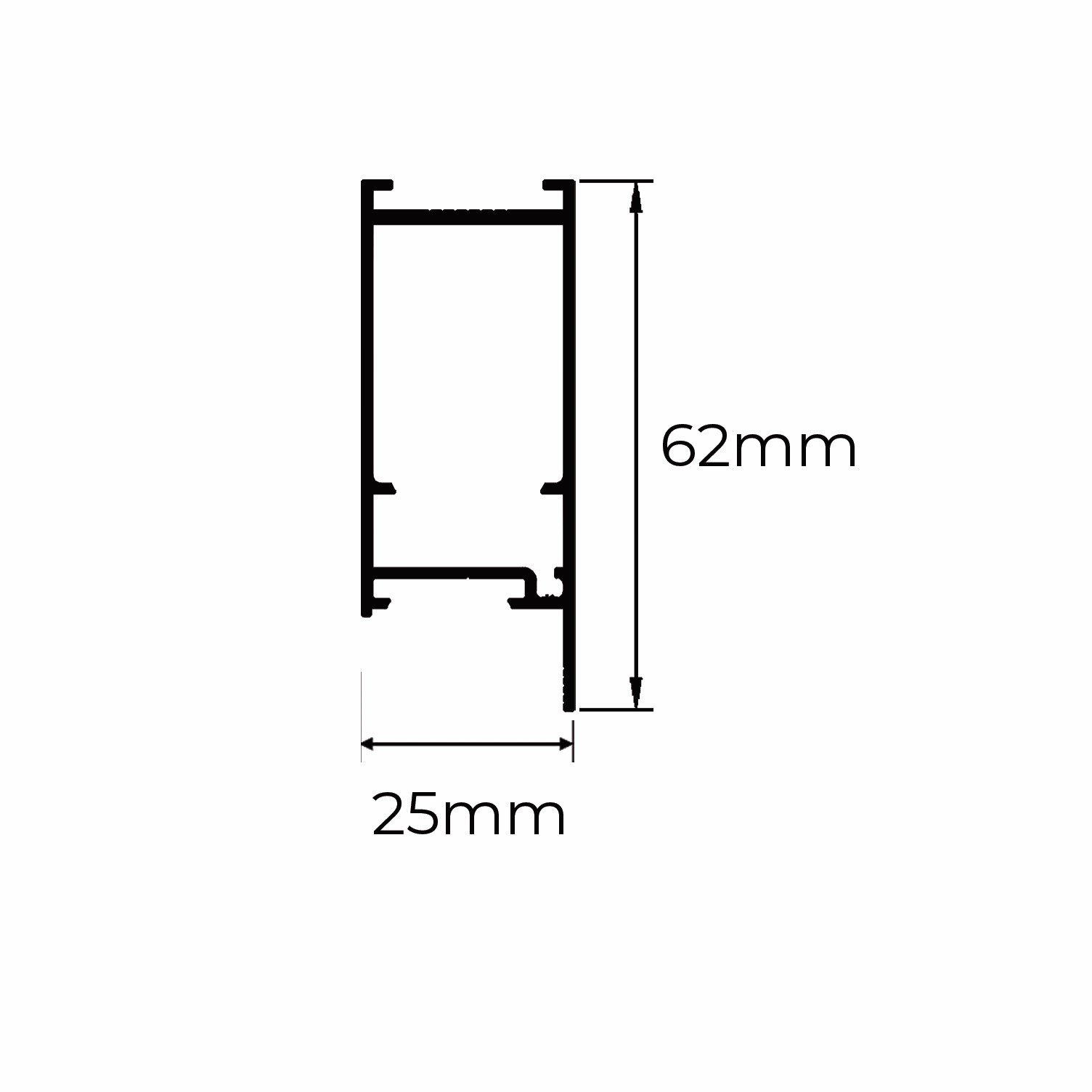 SU111 Perfil de Alumínio Montante p/ Porta de Giro da Linha