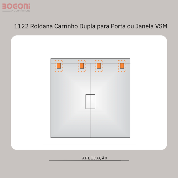 1122 Roldana dupla 2 furos (para portas de ate 60Kg)